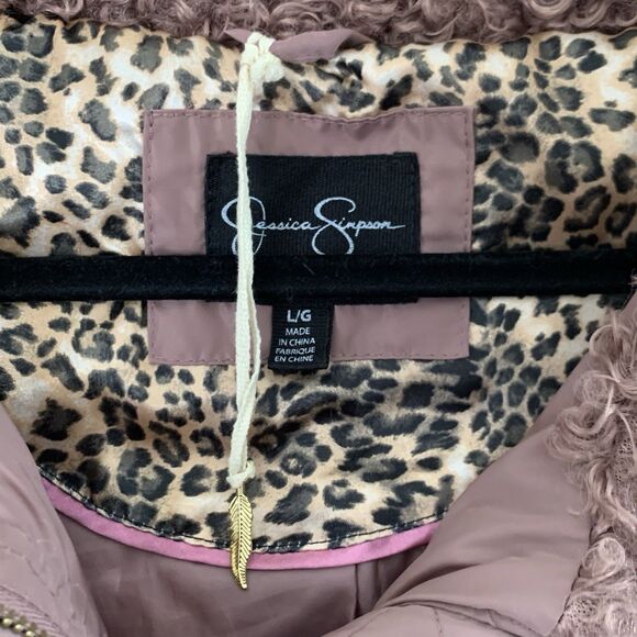 Jessica Simpson Puffer Coat Women L Purple Oversized Hood Full Zip Winter Warm - Picture 14 of 14